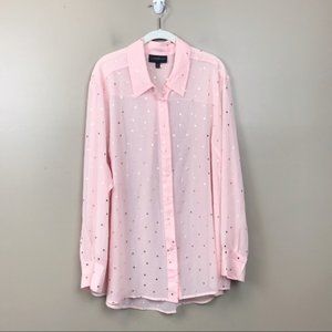 Lane Bryant sheer pink gold polkadot top 22/24